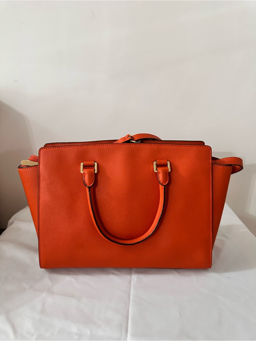 Michael Kors Bright Orange Saffiano Leather Satchel - Picture 2 of 7